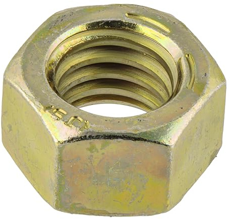 1/2-13 (25 Pack) Grade 8 Hex Nut, Coarse Thread, Yellow Zinc by Makers Bolt