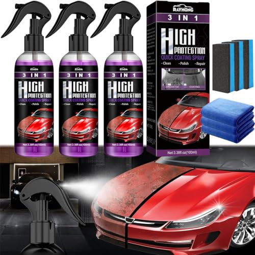 High Protection Spray 3 in 1, Nano Ceramic Rivestimento Spray, Rinnova Auto Carrozzeria, Lucidante auto Rivestimento Spray, Lucidante Riparazione (Conf. 3(Più Popolare))