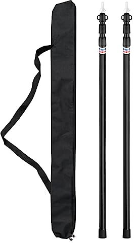 PNAJFUEL Zeltstange, Verstellbare Planenstange, Teleskop-Planenstangen, Verstellbare Camping-Zeltstangen, Tragbar, Leichte Aluminium-Zeltstangen, Ersatz/Black/2 Poles