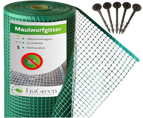 EraGreen® Maulwurfgitter 10 m x 1,2 m Breite inklusive 10 Erdanker GRATIS - Maulwurfschutz für Rollrasen und Rasenflächen - Rasenschutz Maulwurfbekämpfung - Maulwurfschreck für Ihren Garten