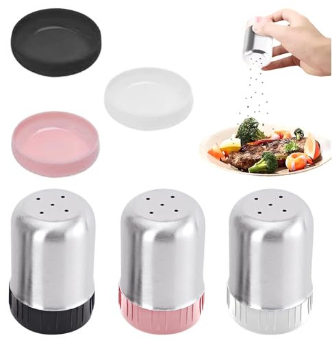 3-Stück Mini Salzstreuer, Salt Shaker, Gewürzstreuer, Pfeffer und Salzstreuer Mit Deckel, GewürzFlaschen, für Pfeffermühle, Salzmühle Pfefferstreuer, Edelstahl Gewürzmühlen