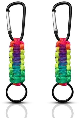 TPTGIAR 2 Stück Bunt Geflochtene Paracord Schlüsselanhänger mit Karabiner, Personalisiert, für Wandern und Notfalleinsatz in Schwarz