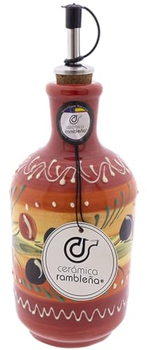 CERAMICA - Huilier en céramique pour décoration des olives - Modèle 08 - 1 l - 100 % décoré à la main - 9 x 9 x 28 cm