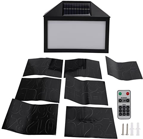 KLLJRFW Solar-Hausnummern, bunt beleuchtete Solar-Adressnummer mit Fernbedienung, Hausnummernschild-Licht mit Fernbedienung für Street Yard Home Mailbox