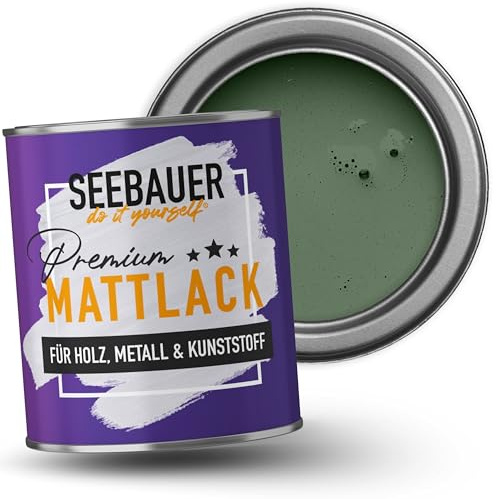 SEEBAUER diy Mattlack Dunkelgrün 750ml für Innen & Außen (No. 760 Nordic Wood) Möbelfarbe ohne Schleifen - Hybrid-Lack für Holz, Metall, Kunststoff - Holzlack, Möbellack hohe Deckkraft