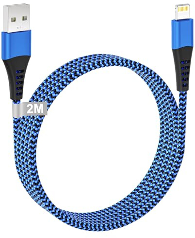 Cavo Lightning iPhone USB Nylon Filo Caricatore per iPhone 14, 13, 12, 11, XS, XR, X, 8, 7, 6s, 5, iPad