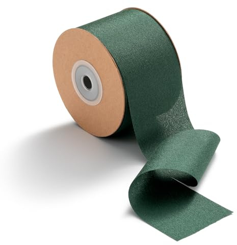 MORSUNBELA Seidenband Dunkelgrün Geschenkband Breit Grün Schleifenband Hochzeit Dekoband Stoff 5 cm x 23 m