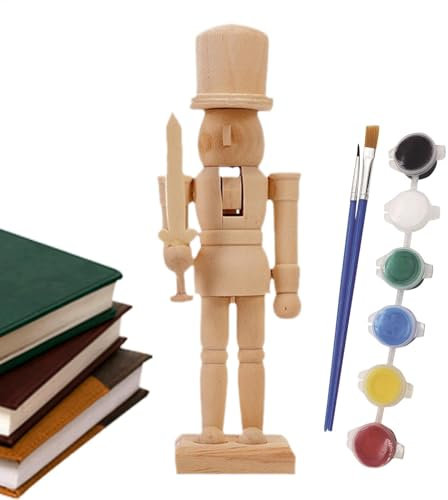 Wooden Nutcracker Unpainted, Paint Your Own Nutcracker, Wooden Nutcracker for Crafting, Unfinished Nutcracker Figures, 20x5.5cm/7.87x2.17 Inches, Nutcracker Craft Kit for Wooden Nutcracker