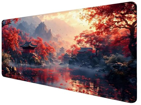 Paysage Tapis de Souris Large Tapis de Souris Gaming Arbre Tapis de Bureau XXL 1400x700x3mm,Tapis Ordinateur Accessoire Bureau avec Base Anti-Dérapage pour Les Clavier et Souris Gamer J122