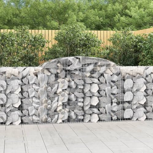 Somanki Gabione mit Hochbogen, Gabionenkörbe, Gabionen Hochbeet, Steinkorb, Gabionengitter, Drahtkorb Für Pflanzen, Kräuterspirale Für Garten, 300x50x100/120 cm Verzinktes Eisen