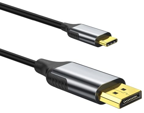 Cable USB C a DisplayPort (4K @ 60Hz), USB 3.1 tipo C a adaptador DP Thunderbolt 3, compatible con MacBook Pro/MacBook Air/Dell XPS 15 13/iPad Pro 2018, 2017 iMac y más-1,8M