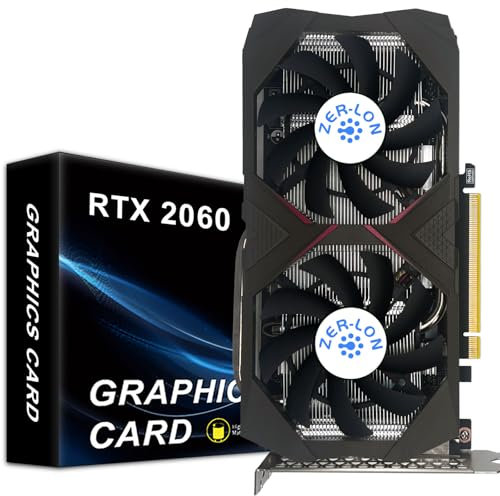 ZER-LON Gaming GeForce RTX 2060 6GB GDRR6 192-Bit HDMI/DP/DVI 1680MHz Dual Fans Ray-Tracing Graphics Card