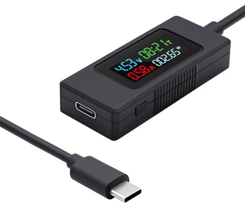 cablecc USB-C Tester Caricabatterie Rilevatore Tipo-C Tensione Corrente Potenza Capacità Tempo di Lavoro Amperometro Voltmetro 4-30V 0-6.5A Multimetro Digitale Cavo USB