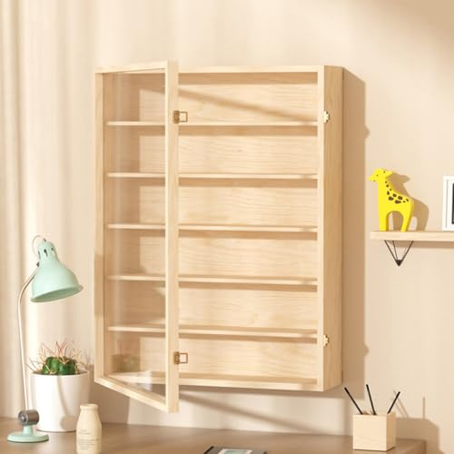 Laneryin Display Cabinets Wooden Wall Storage Display Individual Sections for Small Keepsakes Wall Hanging Unit Souvenir Organiser