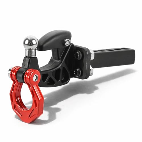 Dilwe Metal RC Crawler Trailer Hook Tow Hitch, Trailer Hitch Receiver for 1/10 RC Crawler Rear Bumper Parts (Red