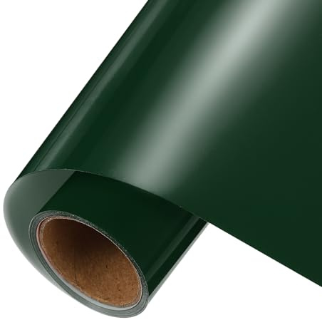 sourcing map Dark Green Heat Transfer Vinyl, 10 Inch x 5ft Iron-on Vinyl Roll for Decal Cutting, Signs, Scrapbooking, DIY Craft, Home Decoration