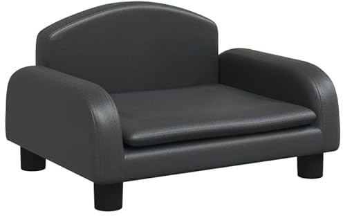 Eleganz Kindersofa Schwarz 50x40x30 cm aus Kunstleder - Massives Kiefernholz & Kunststoff - Perfekt für Kinderzimmer & Wohnzimmer - Langlebig & Pflegeleicht