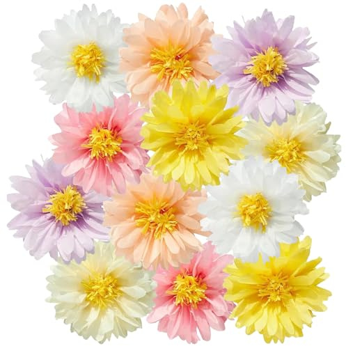 12 Stück Papierblumen Pompons Deko, 30 cm Durchmesser Kunstblumen zum Basteln, Festliche Dekoration für Gartenparty, Kindergeburtstag, Karneval, Hochzeit, Baby-Shower (Light)