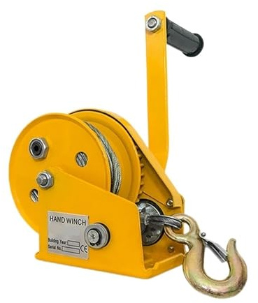 Cabrestante manual de 1200 lb, 1800 lb y 2600 lb, con manivela manual y trinquete, freno automático, con cable de acero de 10 m y gancho resistente.(2600Lbs)
