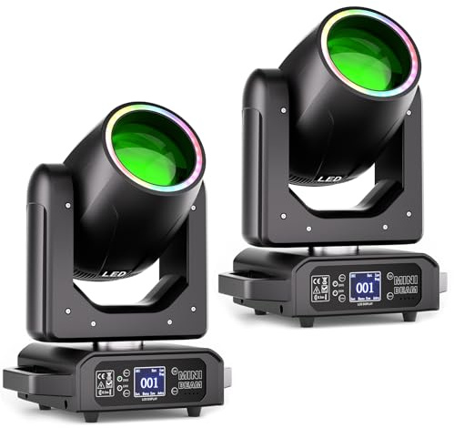 2 pièces Lyre LED 200W RGBW Beam lumière de scène dmx512 7+1 couleurs 12 Gobos Prisme Coloration Faisceau Stroboscopique Jeu de Lumiere Focus électronique pour Disco DJ Club Fête Bar Noël Théâtre
