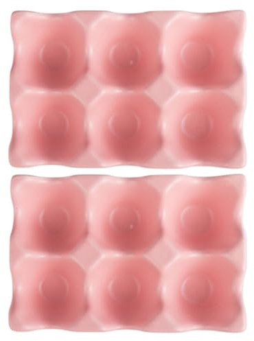 Garneck Portauova in Ceramica 2 Pezzi 6 Griglie Contenitore per Uova Fondo Antiscivolo per Frigorifero Vassoio Pratico per Conservare e Organizzare Uova Fresche in Cucina