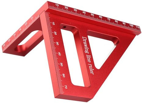 ERYUE Mehrwinkel-Messlineal aus Aluminiumlegierung für die Holzbearbeitung, 45° 90° Rechtwinkliger Winkelmesser, Dreieckslineal für Ingenieure, Verschleißfeste Anreißlehre den Heimgebrauch (Rot)