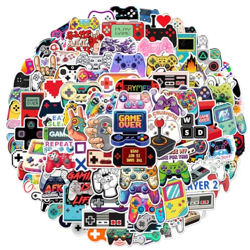 100 Pieces Game Stickers for Water Bottle|Vinyl Waterproof Sticker Laptop Skateboard Phone Car Decals for Teens Adults Party Favors Supplies Decor (Game Decals)
