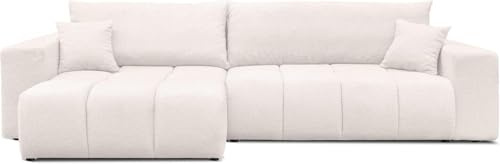 IDOHOME Ecksofa mit Schlaffunktion und Bettkasten 278 x 145 cm | 278 x 145 cm, Hoher Sitzkomfort, Flexible Ottomane, Wohnen und Schlafen, Integrierter Bettkasten