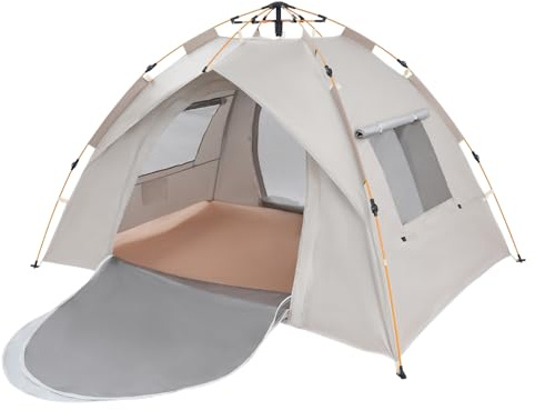 Tenda da campeggio, istantanea pop-up per 3 persone, tenda da lancio con 2 finestre in rete e borsa per il trasporto, tenda a cupola familiare, impermeabile e antivento per campeggio familiare