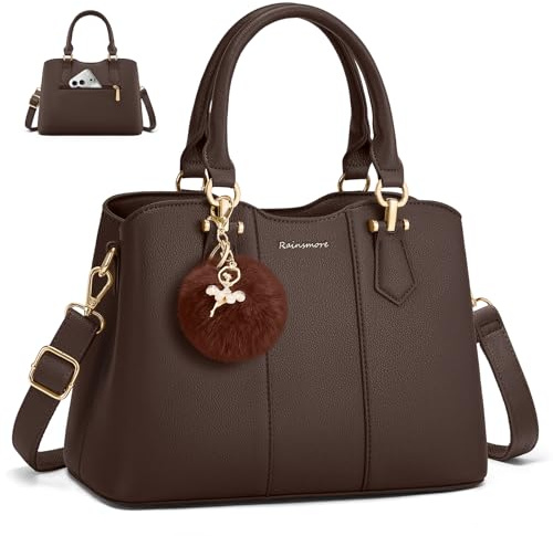 RAINSMORE Handtasche Damen Mittelgroß PU Leder Damenhandtaschen Klein Henkeltaschen Damen Umhängetasche Tasche für Täglich, Arbeit
