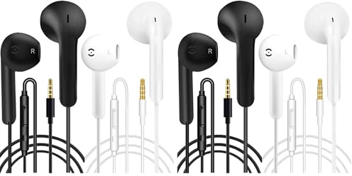 4 Pack Earphones Wired Headphones In Ear Wired Earbuds with Microphone Noise Isolating Headset remote sound control Compatible With Phone Samsung Huawei Android Smartphones Tablets Laptops
