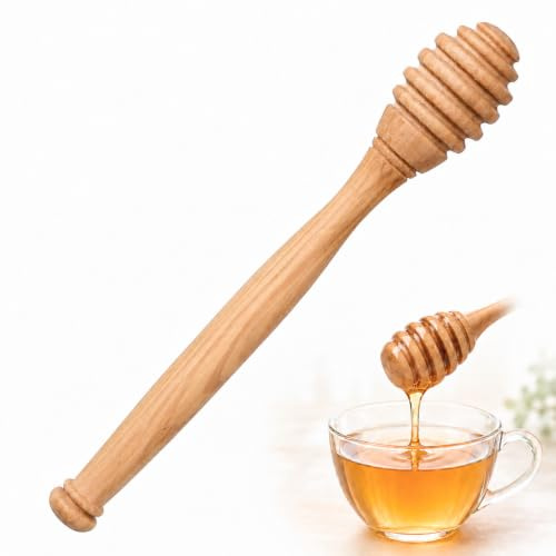 Natural Olive Wood Honey Dipper - 16cm Wooden Honey Spoon, Olive Wood Honey Stirrer Stick, Honey Drizzler Preserves Honey-Purity, Durable & Warp-Resistant for Kitchen Breakfast Toast Gift