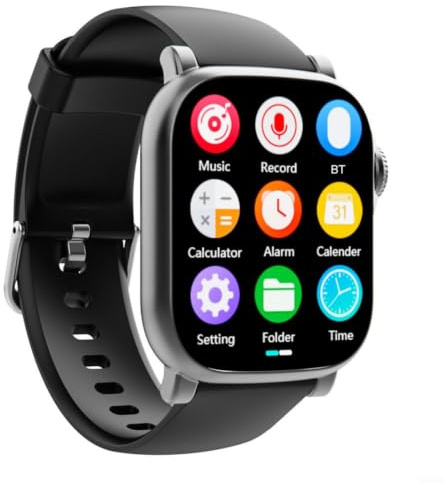Wodsty Orologio sportivo con MP3 e video, schermo da 2,01 pollici, altoparlante integrato, design in metallo, per audio e film (Black Gray 32GB)