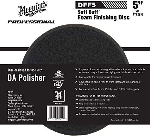 Meguiar's DFF5 Soft Buff DA Foam Finishing Disc Polierpad, Härtegrad: weich, 5''