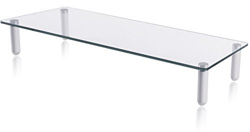 deleyCON Monitor Stand max. 20Kg 4 Piedini - Sostegno Rialzo - per Desktop PC Display TV - Bianco
