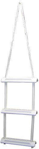 ARBO-INOX Badeleiter Strickleiter Bootsleiter Tauwerk und Kunststoffstufen Weiss (3 Stufen)
