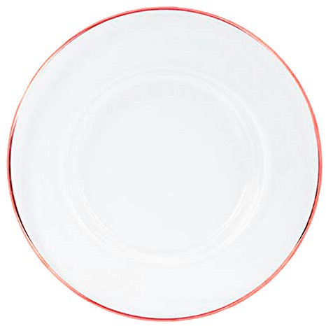 EME Pack Bajoplatos de Cristal con Detalle Decorativo Filo Oro Rose Gold Plato de Presentación en Vidrio Transparente Ligero y Duradero con Diámetro de 33cm. Incluye 6 unidades