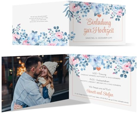 Hochzeitseinladungen individuelle Hochzeit Einladungskarten DIN A6 Klappkarte mit Foto - Gottesliebe