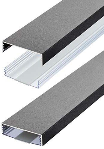 Goulotte de câbles design plat en aluminium laqué style fonte anthracite structure fine autocollante 50 mm x 15 mm Alunovo Goulotte de câble Canal d'installation (Longueur : 70 cm)