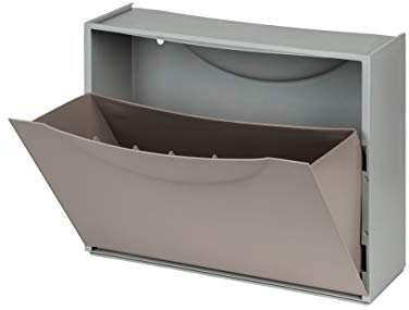 Kreher Schuhkipper, Schuhschrank, Schuhbox aus Kunststoff in Grau Braun. Fasst ca. 3 Paar Schuhe. Flexibel erweiterbar, abwaschbar und leicht zu reinigen.