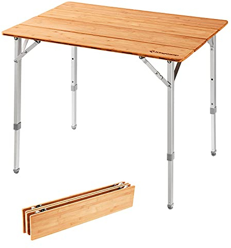 KingCamp Bambus Campingtisch Falt Tisch Camping Klapptisch Alu Holz 3 Höhen