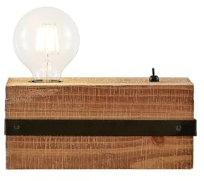Lindby Tischlampe 'Sverina' (Landhaus, Vintage, Rustikal) aus Holz u.a. für Wohnzimmer & Esszimmer (1 flammig, E27) - Tischleuchte, Schreibtischlampe, Nachttischlampe, Wohnzimmerlampe