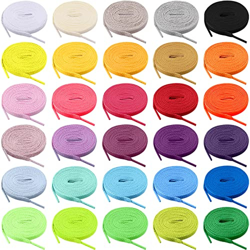 FEQO 30 Paar Schnürsenkel Flach Bunt Schnürsenkel Elastisch Schnürsenkel für Sneaker Skateschuhe Sportschuhe Stiefel, 30 Farben (160cm)