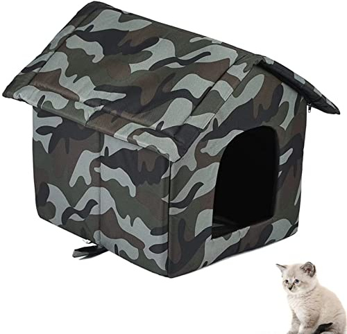 MUYYIKA Casetta Rifugio per Gatti Randagi per Esterni, Cuccia Tenda Impermeabile Con Cuscino Rimovibile