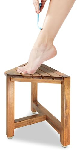 ENKEZI Shower Foot Rest 12 in - Shower Stool for Shaving Legs, Small Corner Bathroom Bench Suitable for Small Shower Spaces - Bath Seat, Spa Foot Rest Shaving Stool Corner