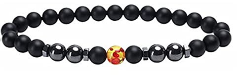 Armband Herren, Armband Herren Schwarz Bernstein Paar Mode Perlenarmband Perlenarmbänder Geschenke für Männer 23.5cmx6mm