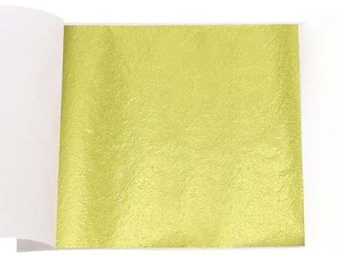 QIUMING 100 Stück Nachahmung von Blattgold, Folie, farbiges Geschenkpapier für DIY Kunstbedarf, Handwerk, vergoldete Heimstatue, Nageldekoration