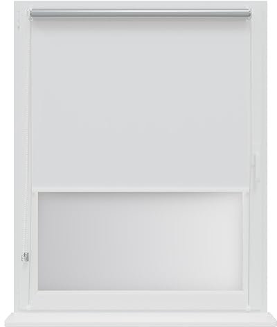 RENA Thermorollo Ohne Bohren Verdunklungsrollo Rollos für Fenster für Innen Klemmrollos Fensterrollo Verdunklung Sichtschutz Sonnenschutz Maßgeschneidertes Rollo Weiß Silber 75x150cm