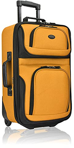 U.S. Traveler Rio Lightweight Softside Rolling Carry-on Suitcase, 2-Wheel Single, Orange