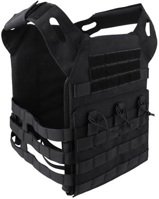 FOCUHUNTER Multifunktionale Molle Weste, Schwarz atmungsaktiv, bequeme Aufbewahrungstasche, Weste, Angeln, Klettern, Outdoor-Sport, für Männer und Frauen